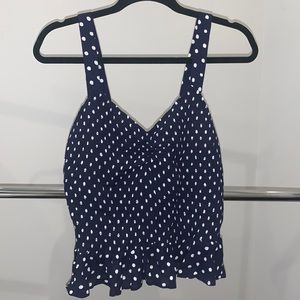 Loft- polka dot smocked peplum top